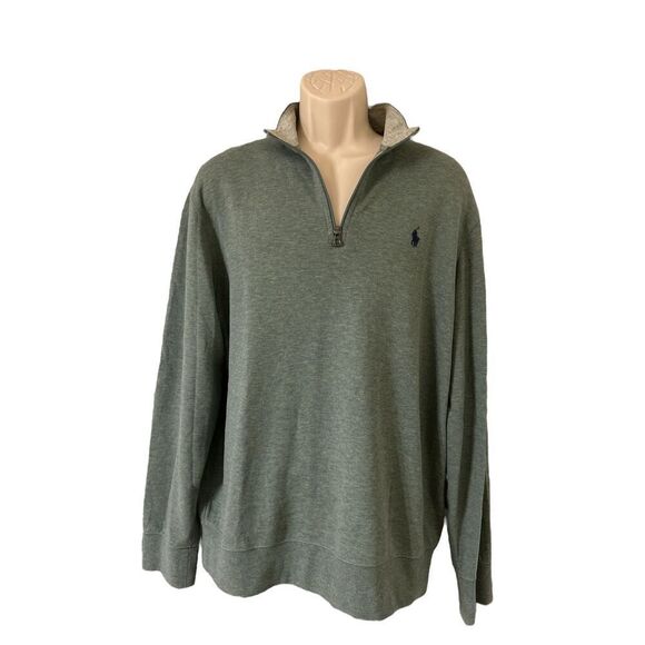 Polo Ralph Lauren Performance Jersey Quarter Zip Sweater Men’s Large  Green - Picture 1 of 9